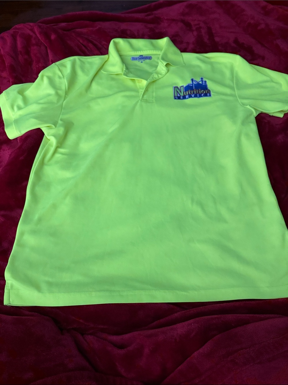 High-Visibility Lime Green Men's Polo with Embroidered Nutrition Service Logo